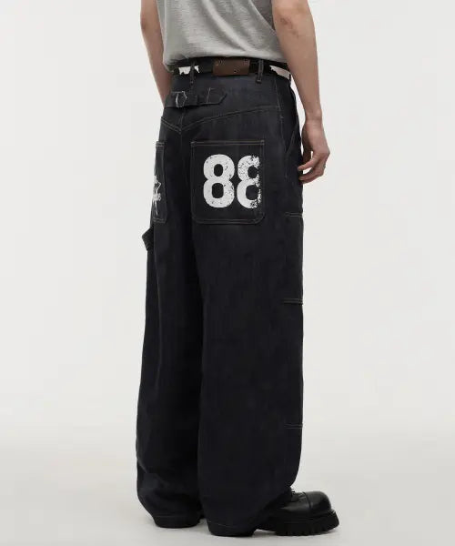 [LANARCHIVE] [0126] 88 Star Wide Denim Pants - Indigo / [0126] 88 스타 와이드 데님 팬츠 - 인디고