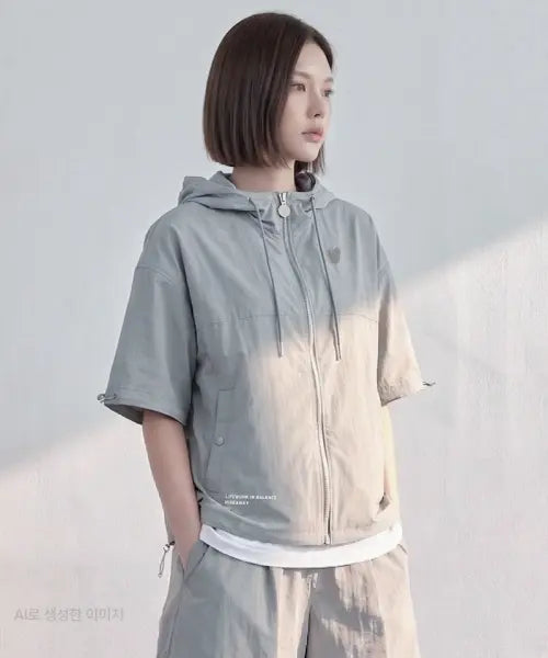 [LIFEWORK] Women's Vortex String Short-Sleeve Hooded Zip-Up / 여성) 볼택스 스트링 반팔 후드 집업