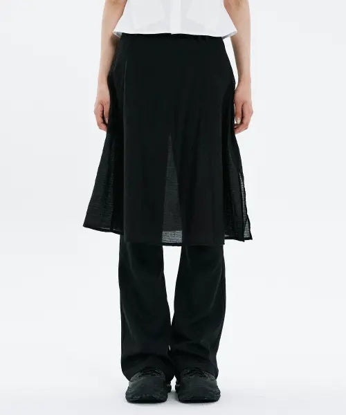 [HANAHI] Hidden pocket skirt pants BLACK