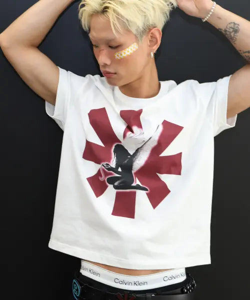 [GLACK] ASTELL&ANGEL Semi Crop T-shirt (WHITE) / GT175 애스터엔젤 세미 크롭 티셔츠 (WHITE)