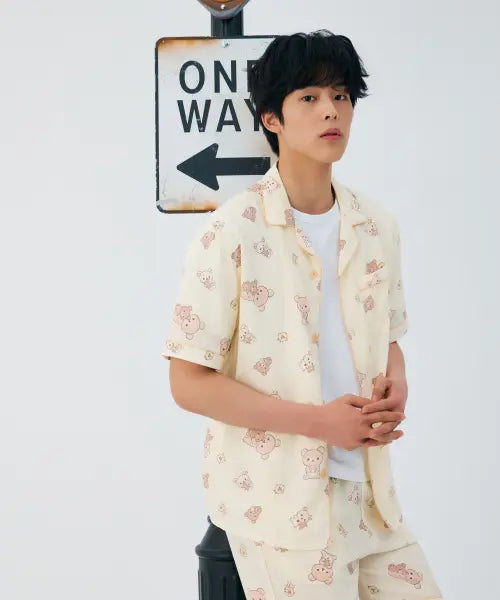 [SPAO] [Rilakkuma] Comfy Short-Sleeve Pajamas (Yellow) / [리락쿠마] 쿠마들의 느긋한 반팔 파자마(YELLOW)_SPPPG25U09