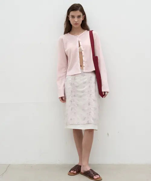 [SEORAN] Floral Midi Skirt_Ivory