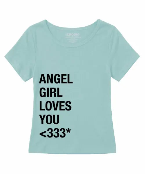 [IZROOM] Angel Girl Slim Fit Short Sleeve T-Shirt (Mint) / 엔젤 걸 슬림핏 반팔 티셔츠 (민트)