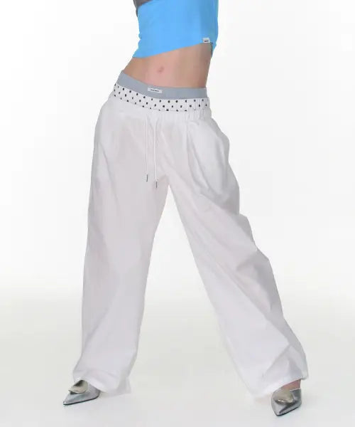 [CRANK] SAGGING LAYERED PANTS_WHITE / 새깅 레이어드 팬츠_화이트
