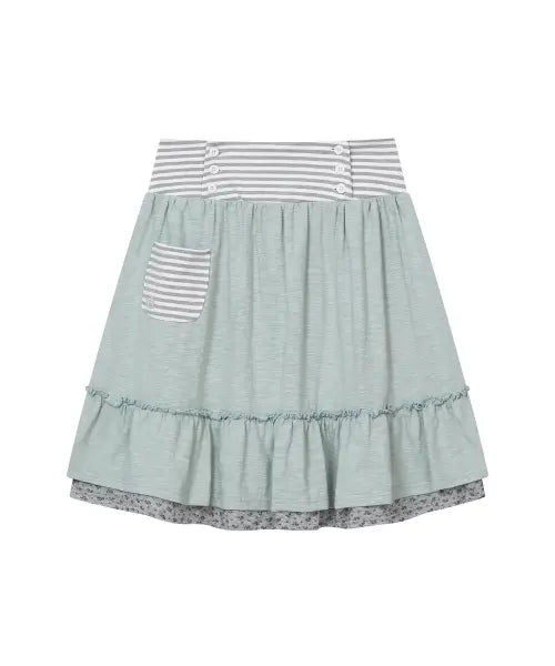 [BAUF] Button-Up Pocket Midi Skirt [Mint] / 버튼업 포켓 미디 스커트 [민트]