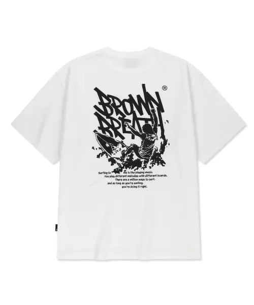 [BROWNBREATH] BB SURFING MESS TAG TEE - WHITE