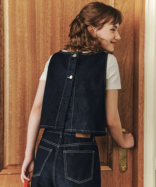 [ZEROSTREET] DENIM CROP BUSTIER / 데님 크롭 뷔스티에 / 딥인디고
