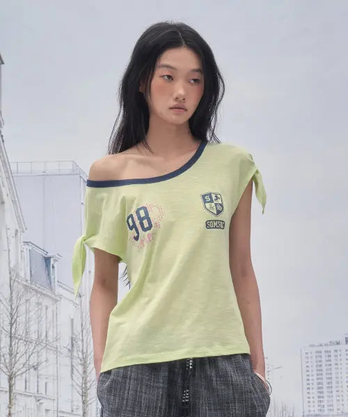 [SOMSOC] RICO EMBLEM TIED TOP_LIME
