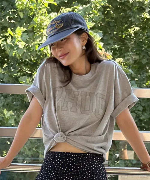 [UNIVERSE GARMENT] Neutro Prep RHUG T-Shirt_Melange Grey / 뉴트로 프렙 RHUG 티셔츠_MELANGE GREY