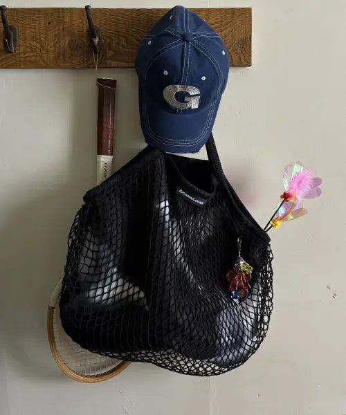 [IUGAMAKARAS] Wavy Layered Net Bag (Black)