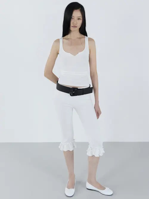 [CERRIC] Frill Banding Pants _ White
