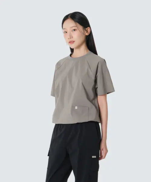 [SNOWPEAK APPAREL] Root Women's Pocket Short Sleeve T-shirt (S26MWRTS61) Vintage Gray / 루트 여성 포켓 반팔 티셔츠 (S26MWRTS61) Vintage Gray