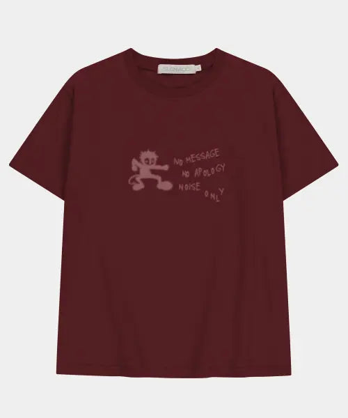 [SLOW ACID] WASHED Roi T-SHIRT [BURGUNDY] / 워시드 Roi 반팔 티셔츠 [버건디]