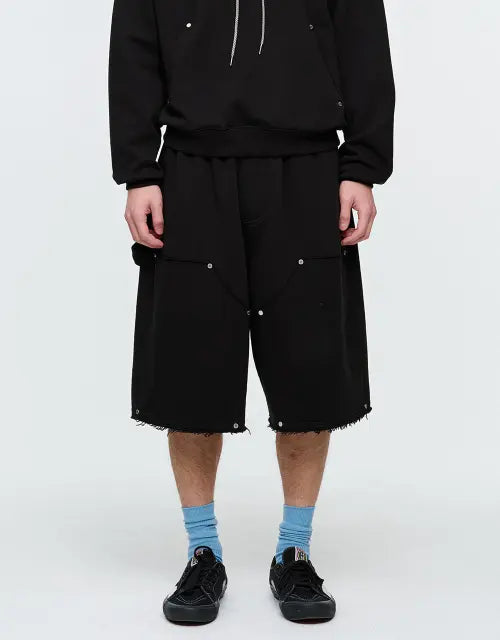 [MMLG] CARPENTER WIDE SWEAT SHORTS (EVERY BLACK)