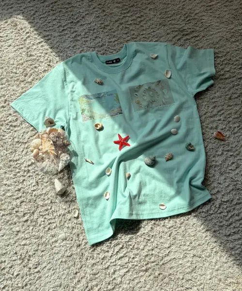 [KAIFAI] Summer Memento Tee (Mint) K26QB237 / 썸머 메멘토 반소매 티셔츠 (민트) K26QB237