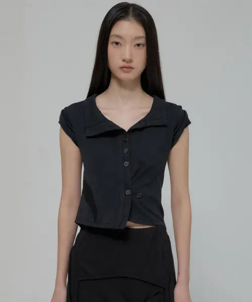 [FLAREUP] Paneled Half Shirts (FL-123_Black)
