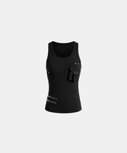 [BADBLOOD] Delta Utility Cotton Rib Tank – Black / 델타 유틸리티 코튼립 탱크 - 블랙