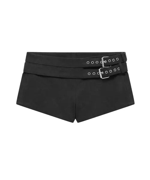 [MIDNIGHT MOVE] 2 belt shorts (black)