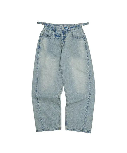 [GRAILZ] CRINKLE WASHED DENIM PANTS [BLUE]