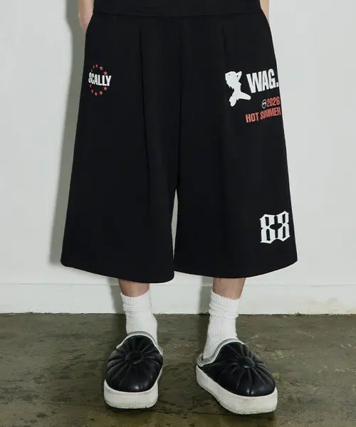 [SCALLYWAG] HOT SUMMER Bermuda Sweat Shorts [Black] / HOT SUMMER 버뮤다 스웨트 쇼츠[블랙]