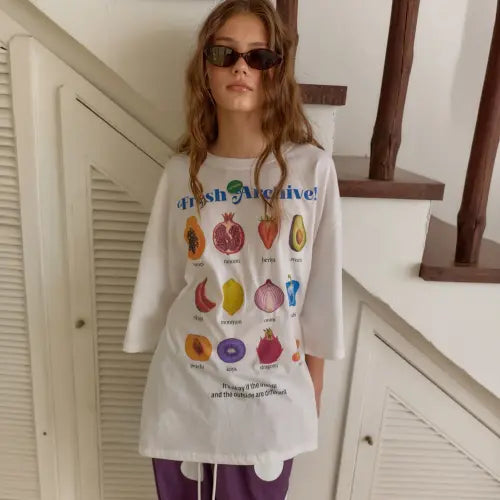 [OURSAALTY] Fruit Market T-Shirt / White