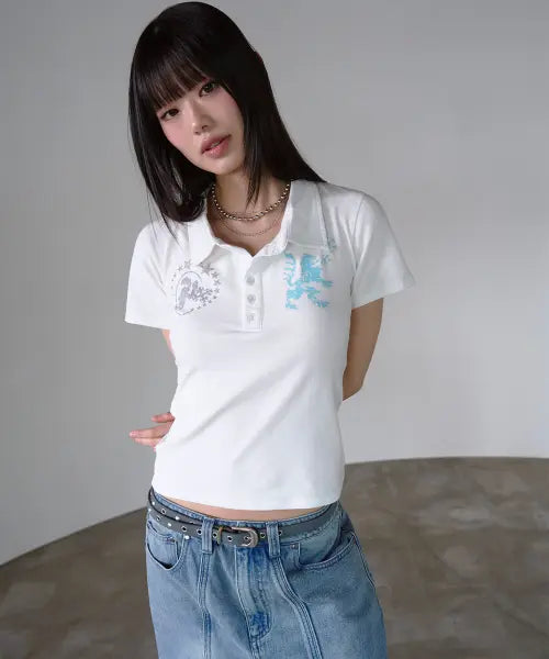 [PRENDA] LOGO EMBLEM PIQUE POLO SHIRT WHITE