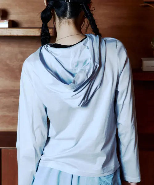 [LIKE A MODS] Solid hoodie long sleeve_Light blue / 솔리드 후디드 롱슬리브 티_라이트 블루