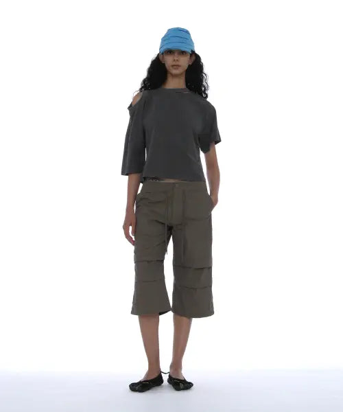 [PARTIMENTO WOMEN] PARACHUTE MIDI PANTS_GREYISH BROWN / 파라슈트 미디 팬츠_그레이쉬 브라운