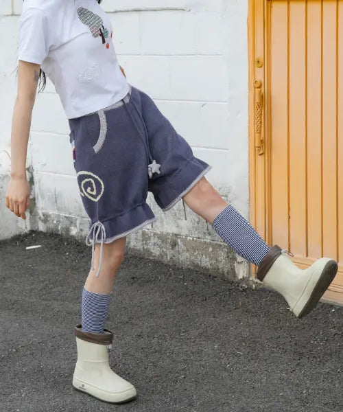 [RuNaKi'Hu'] WXK036 Bubble Knit Shorts (Navy) / WXK036 버블 호시 니트 쇼츠 (NAVY)