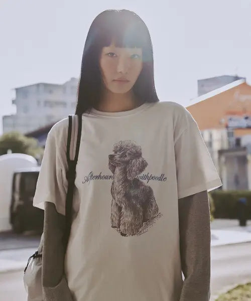 [AFTERHOURS] Oversized Poodle Graphic Tee V2 (Ivory)