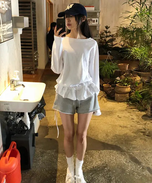 [MITA YOUTH] Plain Low Rise Mini Shorts [Melange] / 플레인 로우 라이즈 미니 쇼츠 [MELANGE]