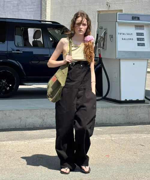 [CITTA] Laid-Back Oversized Overalls_CTB569(Black)