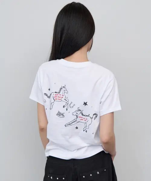 [5OML] pony short white / 포니 숏 슬리브 화이트