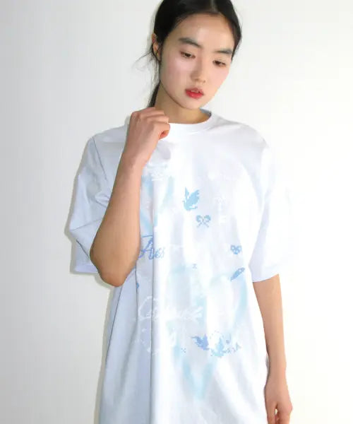 [AMES-WORLDWIDE] HEART PIXEL ART TEE BLUE