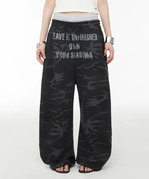 [ROCKCAKE] Camo Boxer Layered 2way Jogger - Black