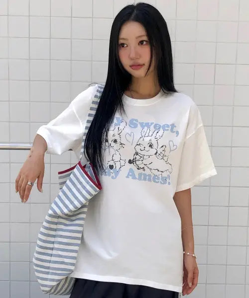 [AMES-WORLDWIDE] SWEET RABBIT TEE WHITE