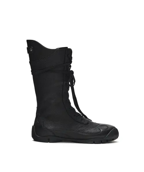 [SUNBURNPROJECT] WESTERN COW LEATHER LACE UP BOOTS, BLACK