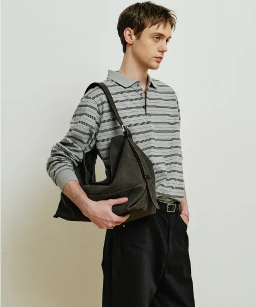 [MINAV] Fashion Planet X Minav Slouchy Canvas Bag (Washed Charcoal) / [패션플래닛X미나브] 슬라우치 캔버스백 [워시드차콜]