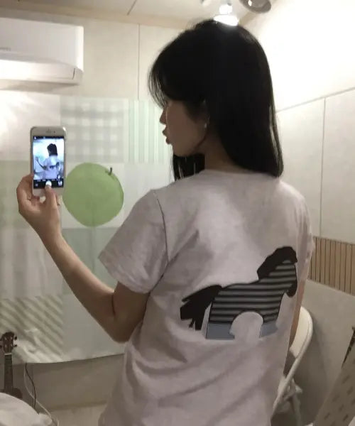[TANSANMAGNESIUM] Pony Applique T-Shirt (Pink) / 포니 아플리케 티셔츠 (핑크)