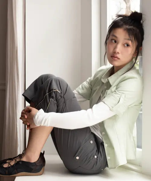 [ONSKA] ZIP DETAIL CAPRI PANTS (CHARCOAL)