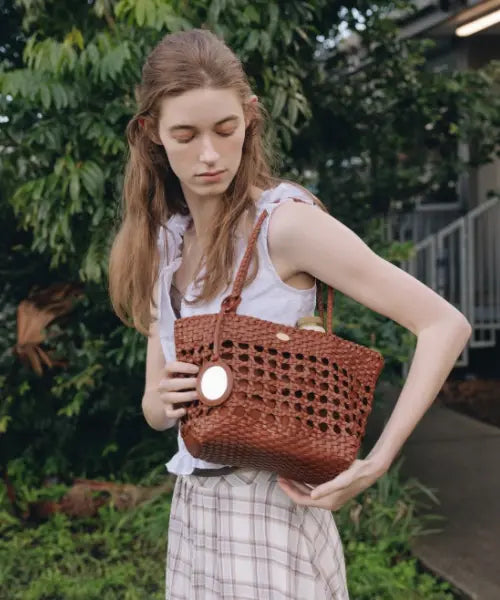 [DEPOUND] handcrafted weaving bag (shoulder) - brown (M) / 핸드크래프트 위빙백 미디움 [브라운]