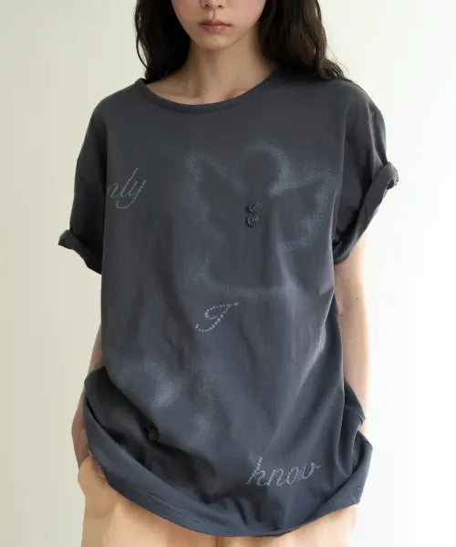 [ONSKA] ANGEL BUTTON T (CHARCOAL)