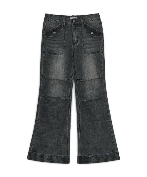 [HUG YOUR SKIN] Semi boots-cut denim pants (Black Denim) / 세미 부츠컷 데님 팬츠 (블랙 데님)