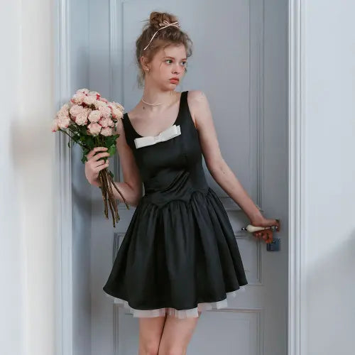 [CEST MOIDEW] Cest_Bow mesh layered sleeveless dress