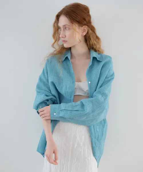 [POETSEOUL] HERITAGE LINEN SHIRT_green