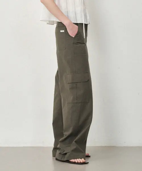 [OSTKAKA] Wide Cotton Cargo Pants Khaki / 와이드 코튼 카고 팬츠 카키