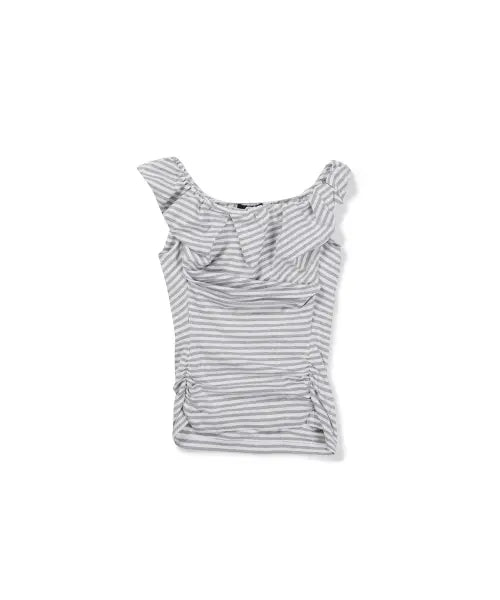 [LCDC™] STRIPE OFF SHOULDER TOP (MELANGE GREY)