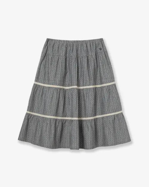 [AEAE] PATTERN TIERED SKIRT [CHARCOAL]