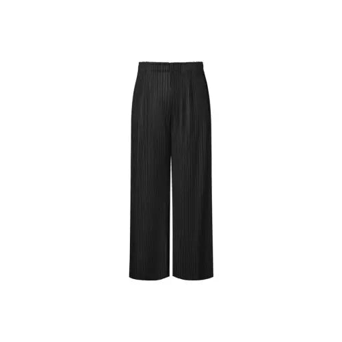 [MONPLISSE] [Women] Basic Straight Fit Pleats Pants (Black) / [여성] 베이직 일자핏 플리츠 팬츠 (블랙)