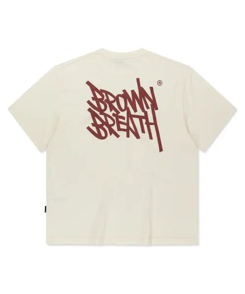 [BROWNBREATH] TAG PIGMENT TEE - CREAM
